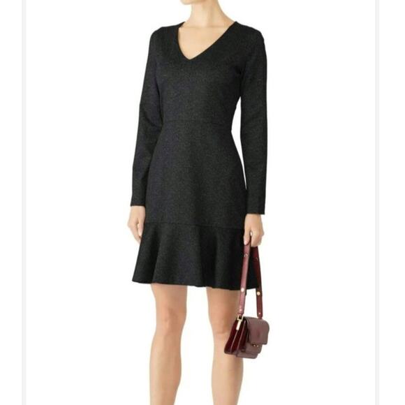 Slate & Willow Woven Flare Ruffle Hem Minimalist V-Neck Dress. Size 6/Small. - Picture 1 of 7